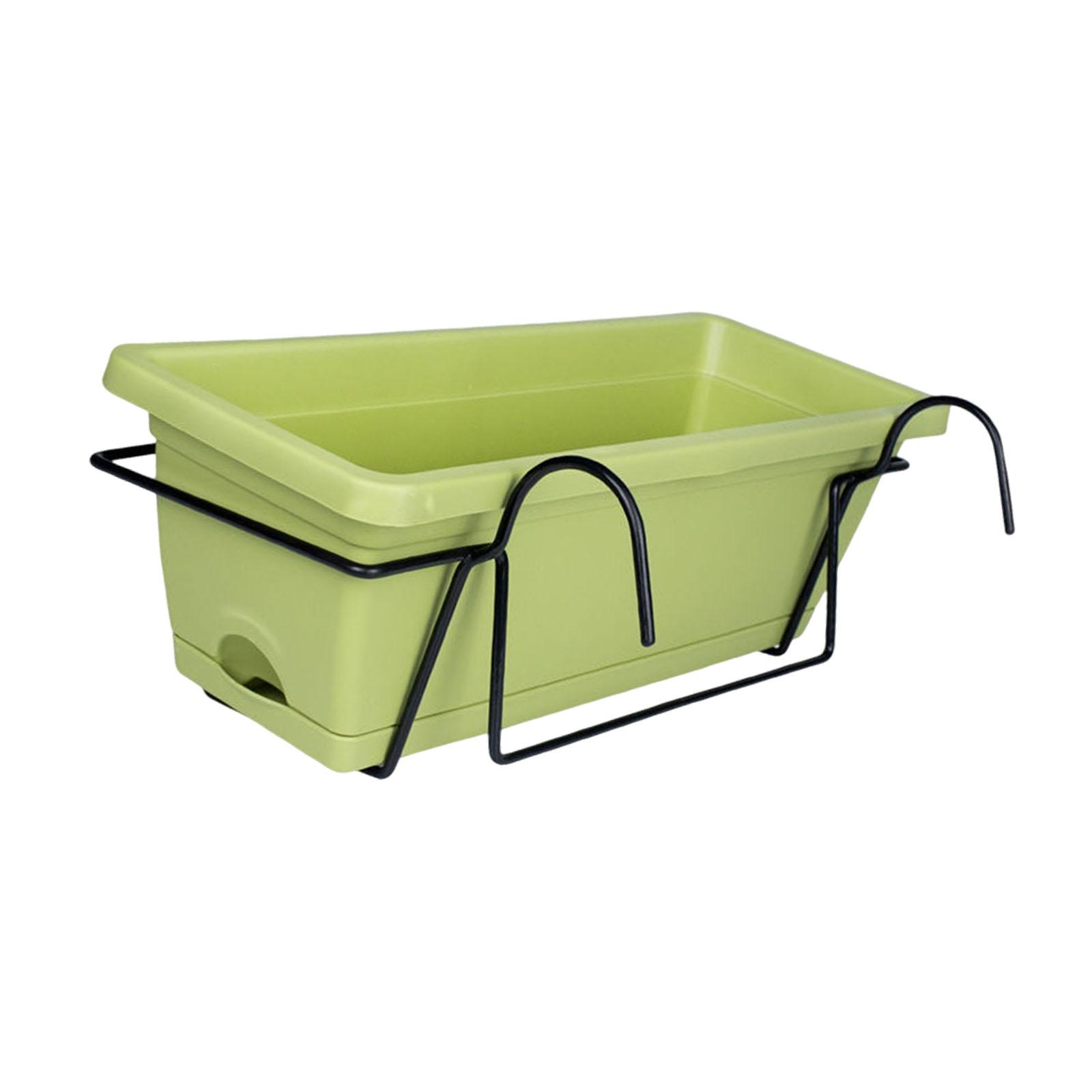 Balcony Railing Planter Flower Pot with Tray Rack Vegetable Planting Pot Plant Basket Window Box for Yard Farmhouse Outdoor: green