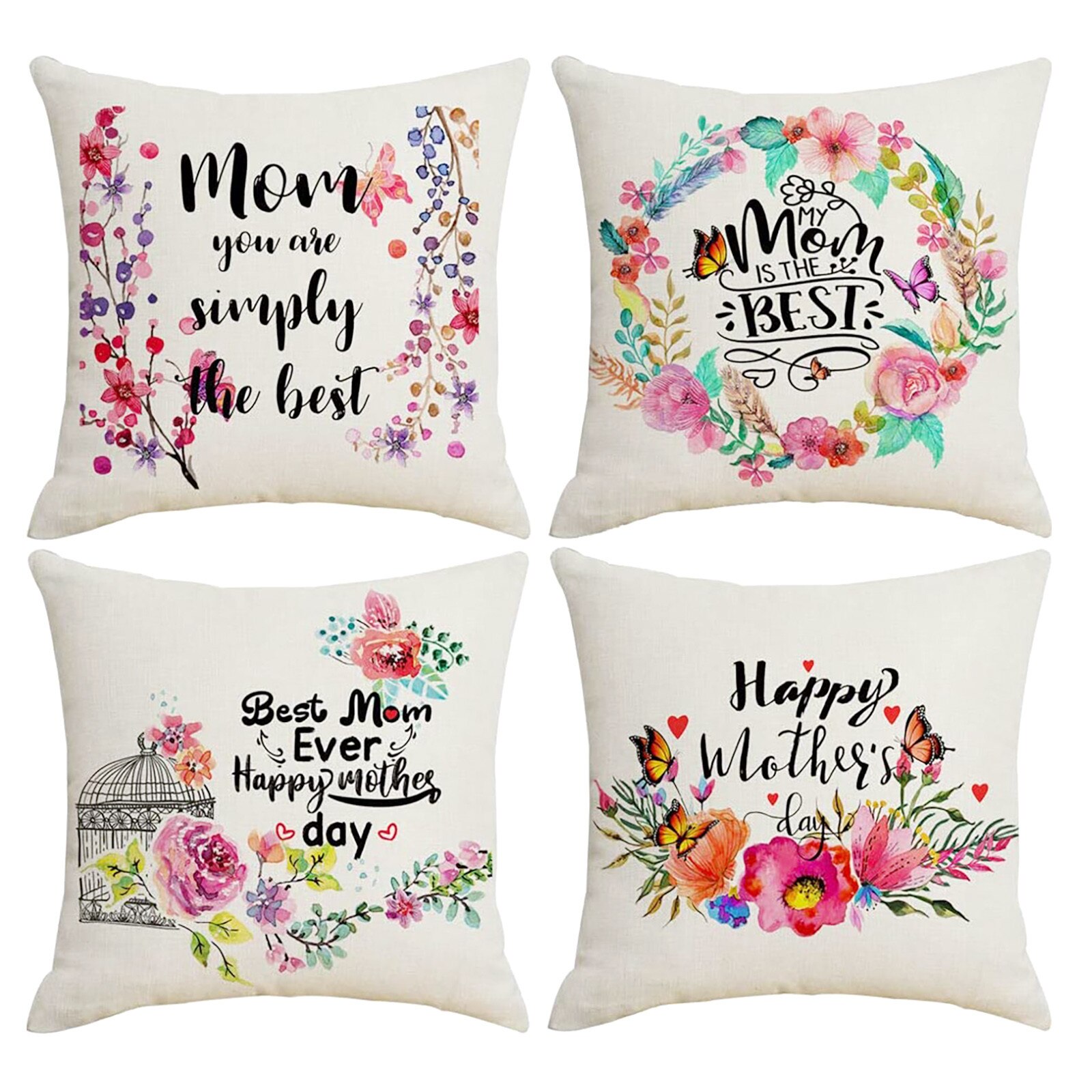 Moederdag Sierkussen Covers Set Van 4 Decoratieve Katoen Linnen Kussen Case 45X45Cm Soft Gedrukt kussensloop Kantoor Groothandelaren: D