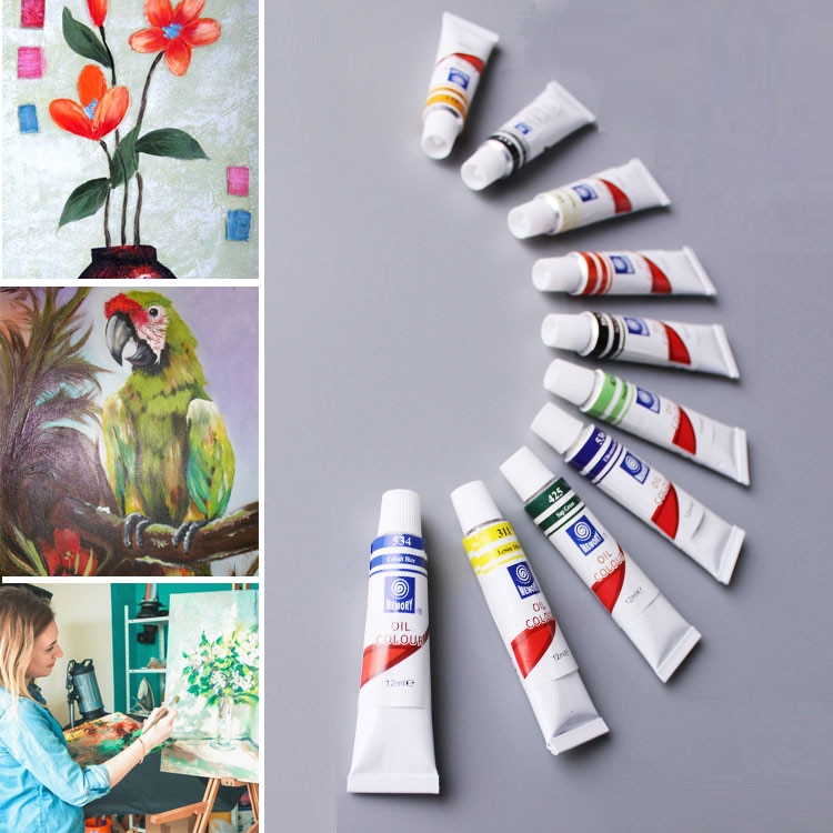 24pcs Professionele Buis Olie Verf Art Voor Kunstenaars Canvas Pigment Kunst Levert Tekening 12ML 24 Kleuren Gratis Voor 3 borstels