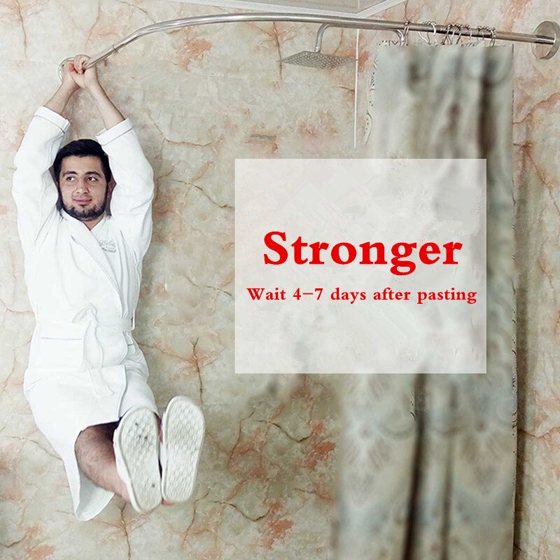 6 Size U/L-Shaped Shower Curtain Rod Retractable Curved 201 Stainless Steel Rail Rod No Punching Bathroom Curtain Mounting Rod