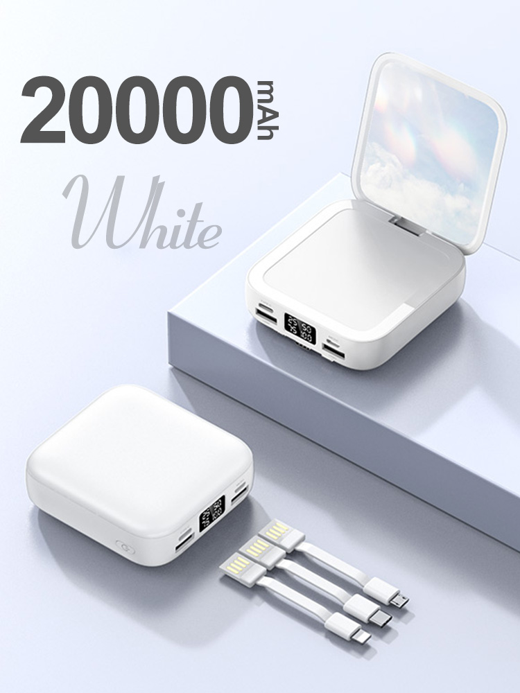 Mini Power Bank 20000Mah Powerbank Draagbare Power Bank Iphone12 13 Externe Batterij Snel Opladen Draagbare Batterij: White-20000mAh
