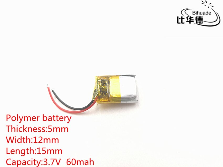 10x Rechargeable Li-Po Battery - 3.7V 60mAh 501215 - For MP3/MP4 Players, Toys, Bluetooth Devices