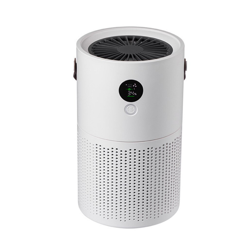 Battery Powered Mini Air Purifier for Home Office Car Portable Air Cleaner Fresher Negative Ion Generator withDisplay Screen: White