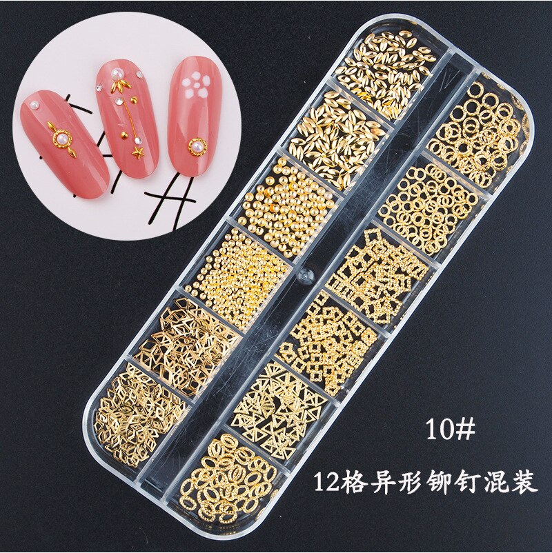 Star Mese Hollow Oro Argento Strass Chiodo di Pietre Dei Monili del Metallo 3D Unghie Artistiche Decorazione Unghie Artistiche Disegni: Argento