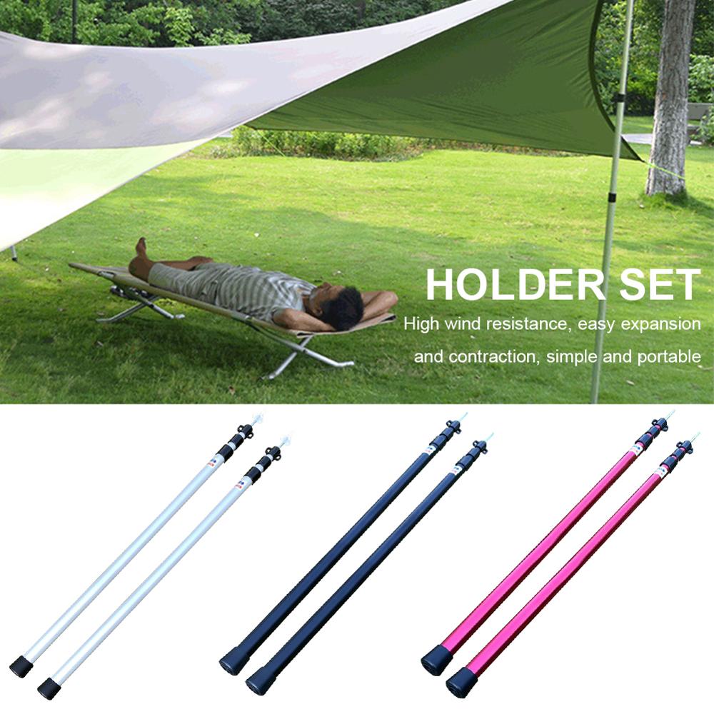 2PCS Lightweight Outdoor Tent Poles Adjustable Tarp Pole Rod Tent Aluminium Poles For Tents Camping Shelters Hiking