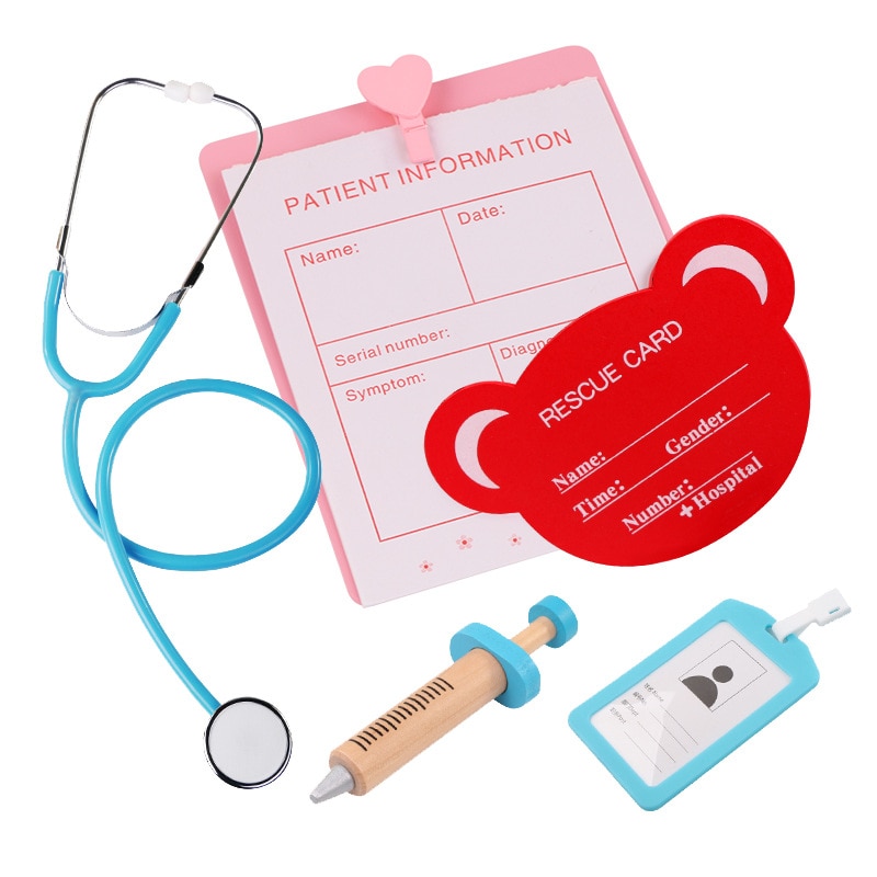 Children's Wooden Simulation Cloth Bag Medicine Box Baby Boy And Girl Family Friendly Simulation Doctor Injection Toy