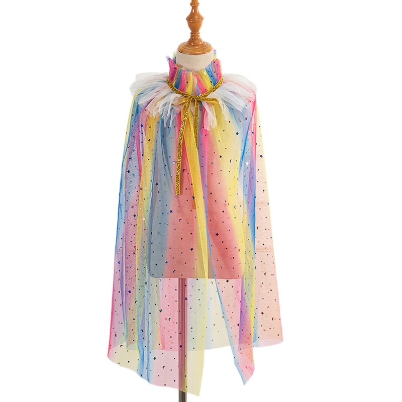 Prinzessin Umhang Bunte Prinzessin Mantel Prinzessin Phantasie Kleid Kostüm Party Cosplay Zubehör für Kleine Mädchen: A