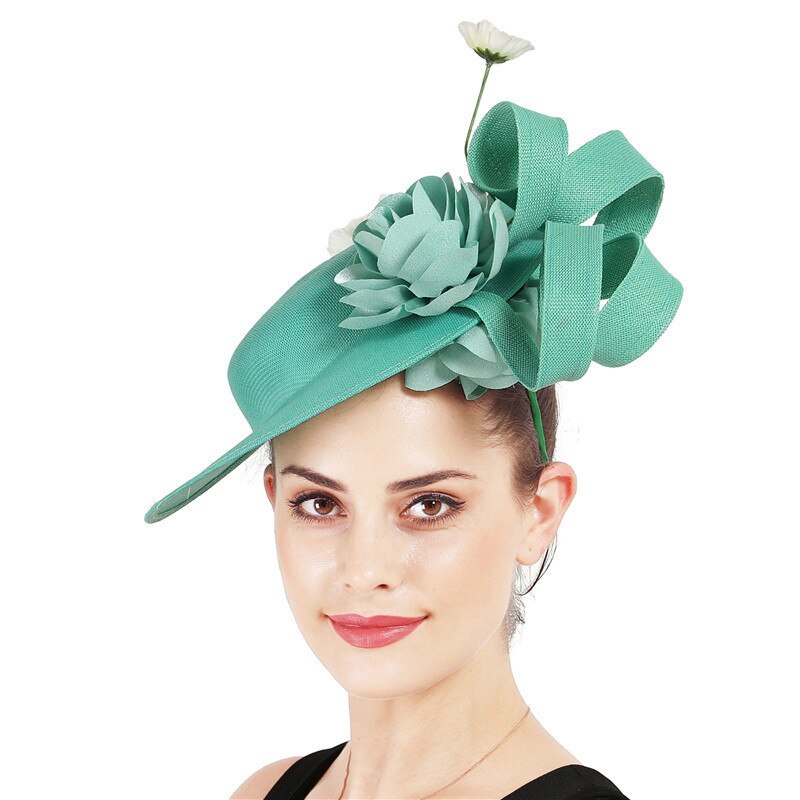 Exaggerated Big Hat British Hat Court Banquet Catwalk Headwear Hat Jade Green Fascinator Fedora Fascinators For Women