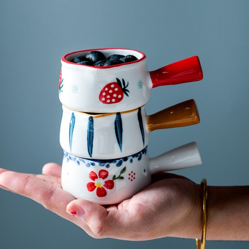 Mini keramisk melkekopp fløtekanne multifunksjonell krydderfat liten keramisk kaffemelkmugge eddik sauskopp med håndtak
