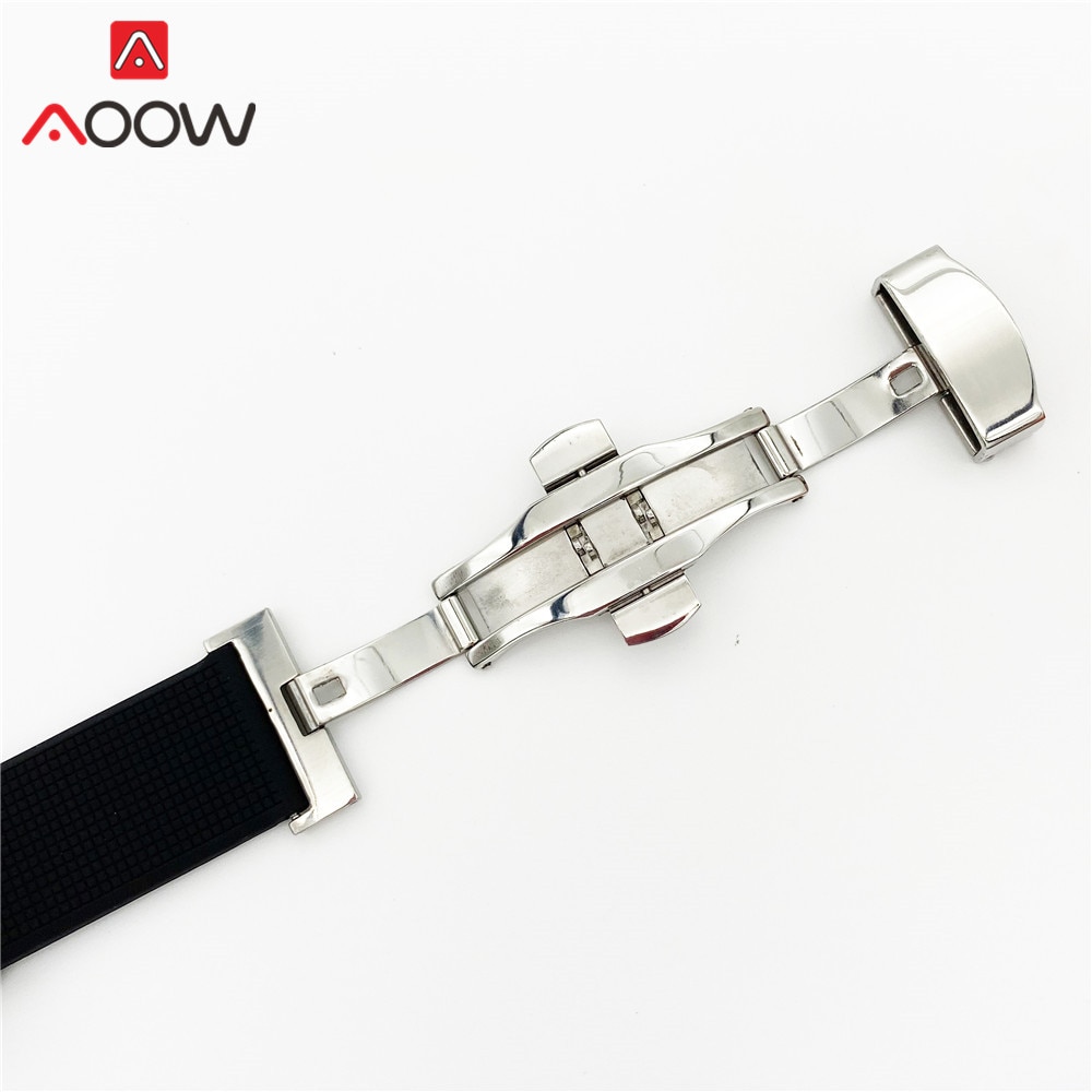 18mm 20mm 22mm Soft Silicone Strap Butterfly Deployment Buckle Quick Release Waterproof Rubber Replace Band Watch Accessories