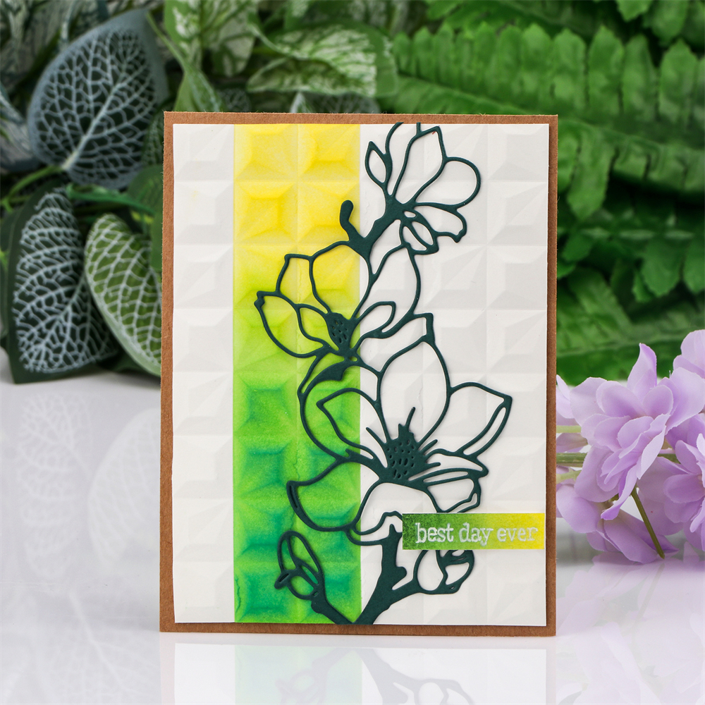 Plantillas de patrones de fondo de carpeta en relieve 3D de tulipanes y flores para hacer tarjetas de álbum de recortes DIY