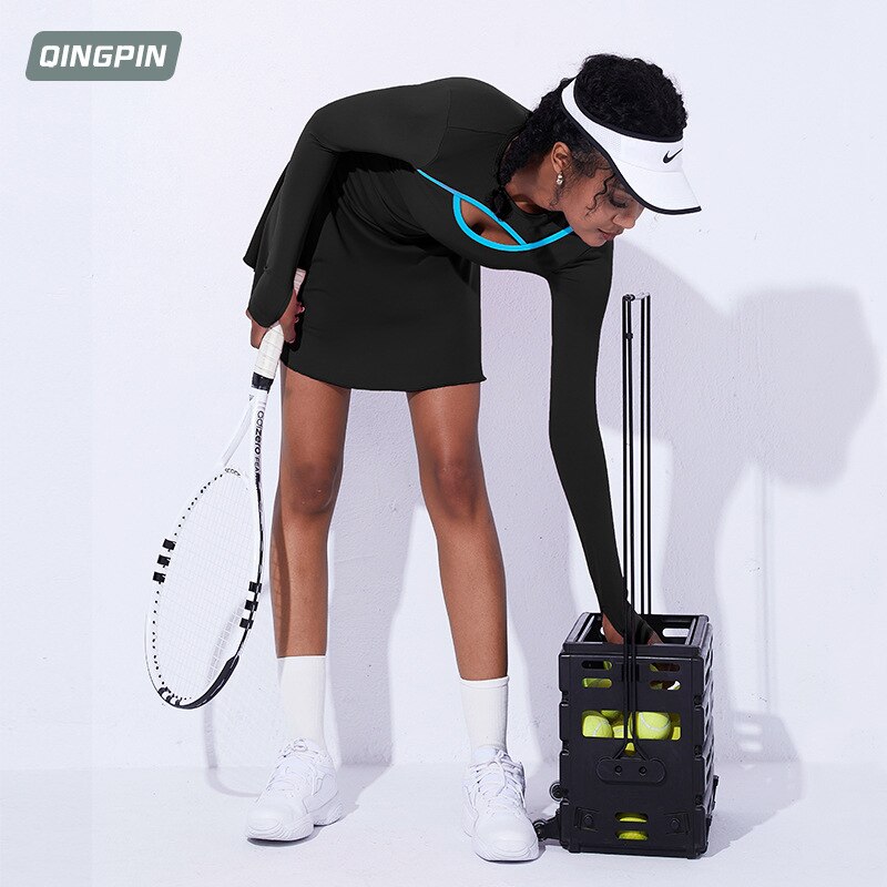 2022 neue frauen Sport Kleid Tennis Felsen Badminton Felsen Fitness Tragen nackt Lange ärmeln Sport-Felsen Yoga Felsen Tennis Kleid