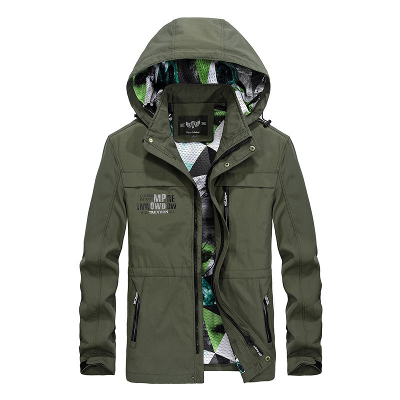 Men's spring and autumn one-piece camouflage hooded windproof waterproof windbreaker