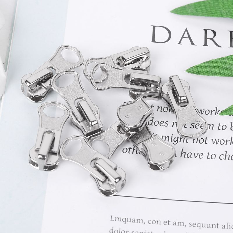 10Pcs/Set 10Pcs/Set 11mm Universal Metal Glitter Steel Color DIY Fix Zipper Puller Repair Kit Replacement Slider Sewing Tailor