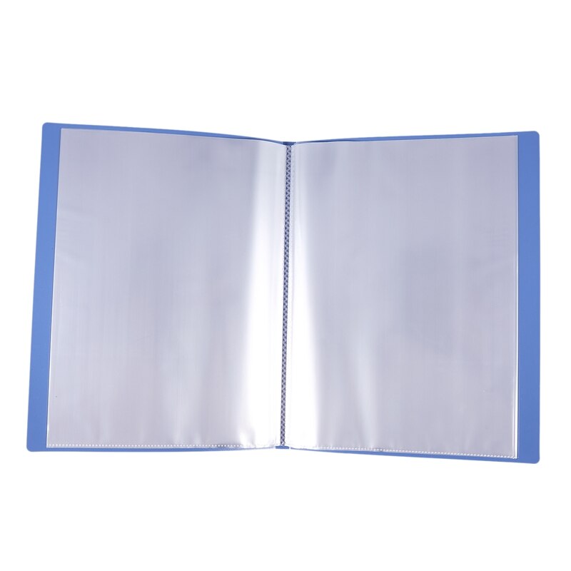 Blue Plastic Cover A4 Clear Book File with 20 Clear Pockets