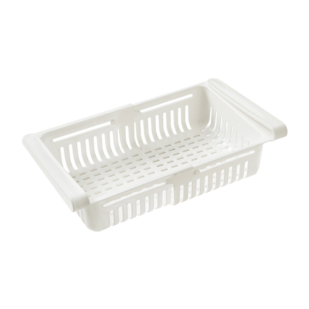 1pc praktiske plastik køleskab opbevaring under hylde skuffe kurv mad frugt snack holder organizer perfekt til køleskab: Hvid
