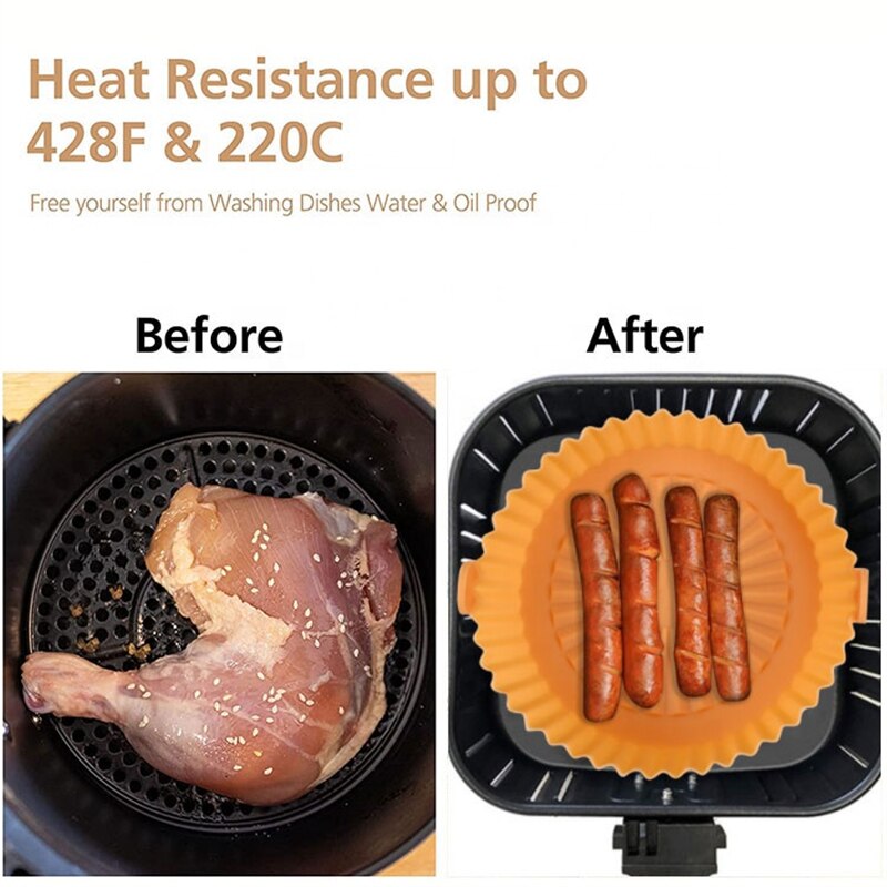 Pot Oven Liner Bakplaat, rechthoekige airfryer-accessoires, ovenaccessoire, hittebestendige, anti-aanbaklaag, voedseltabletmatten met handvat voor oven, magnetron, heteluchtfriteuse