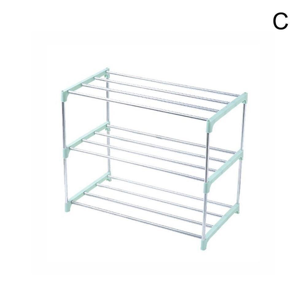 3/4 Tiers Stapelbaar Schoenenrek Opslag Plank Thuis Hal Schoenen Organizer Rvs Schoenenrek: C