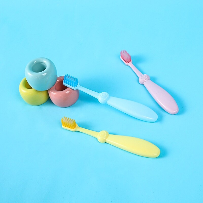 3PCS Children Toothbrush Macarons Color Soft Rubber Brush Head Toddler Baby Cleaning Oral Health Protection Toothbrush Kid Care