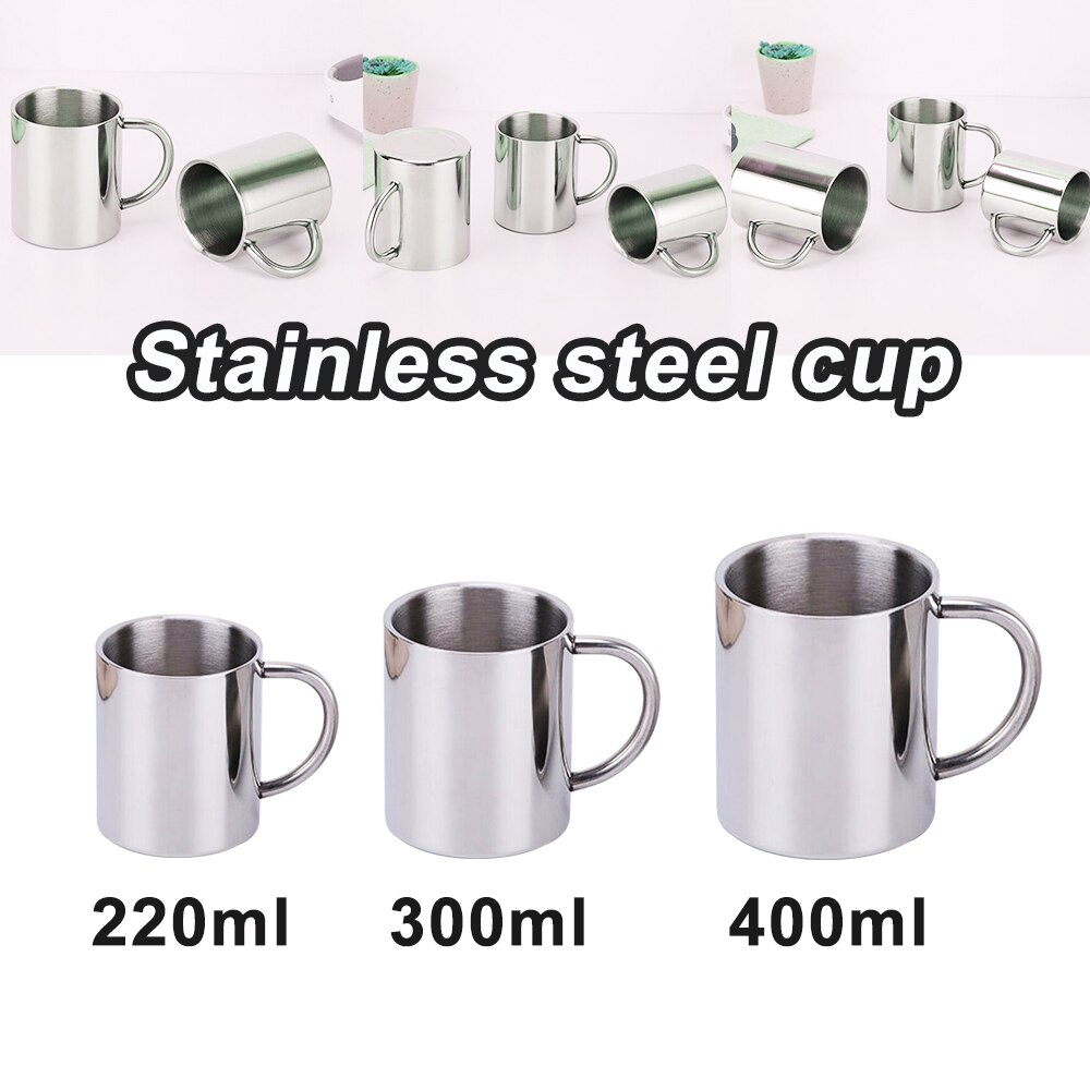 Tasse à café Anti-brûlure à Double paroi, 220/300/400ml, isolée, Portable, acier inoxydable, polissage, bière, thé, jus de boisson