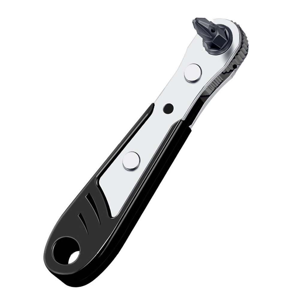 Hexagon Ratelsleutel 1/4Inch Mini Quick Release Socket Gereedschap Huishoudelijke Handvat Reparatie Wrench Voor Auto Voertuig: black Wrench