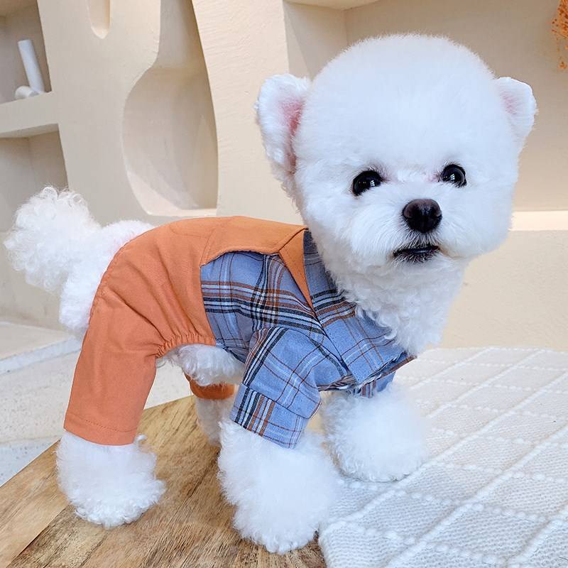 Mono con camisa a cuadros para perro y gato, mono de algodón para Primavera, traje para Chihuahua, ropa para Mascotas York, novedad