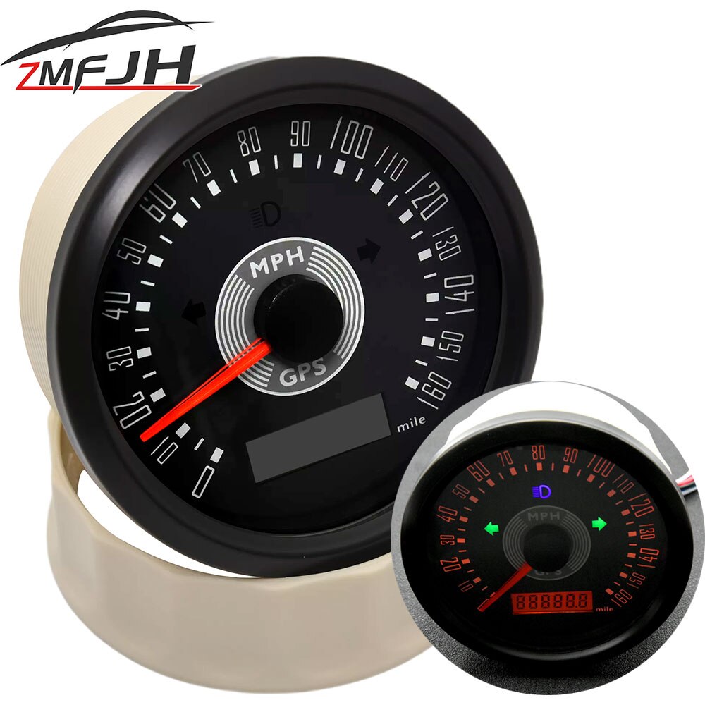 Velocímetro GPS clásico para coche y motocicleta, medidor de velocidad impermeable, 85mm, kilometraje Total ajustable, 9-32V, con retroiluminación