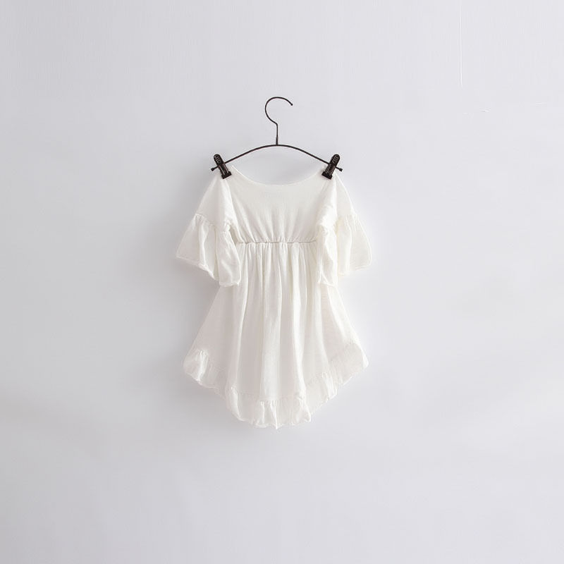 Blanco Ruffled algodón trajes Top vestido blusa 1 Uds niños niñas ropa bonita princesa ropa niñas
