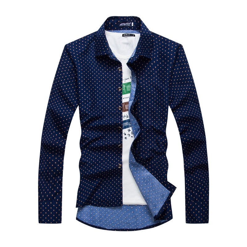 Causal Mens Polka Dot Print Shirt Long Sleeves Spring Shirts Shirt
