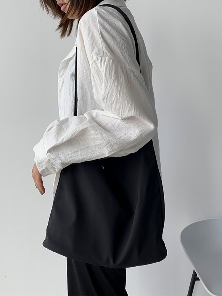 Shopper borsa da donna borsa in tela di Nylon di grande capacità borse da donna borsa a tracolla da donna con ascelle da viaggio Candy Solid: Black