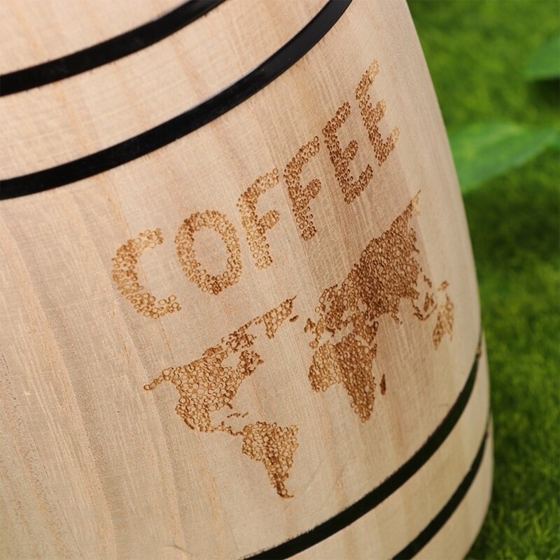 Wooden Coffee Bean Container Food Storage Bottles Coffee Beans Barrel Storage Airtight Wooden Container Kitchen Box