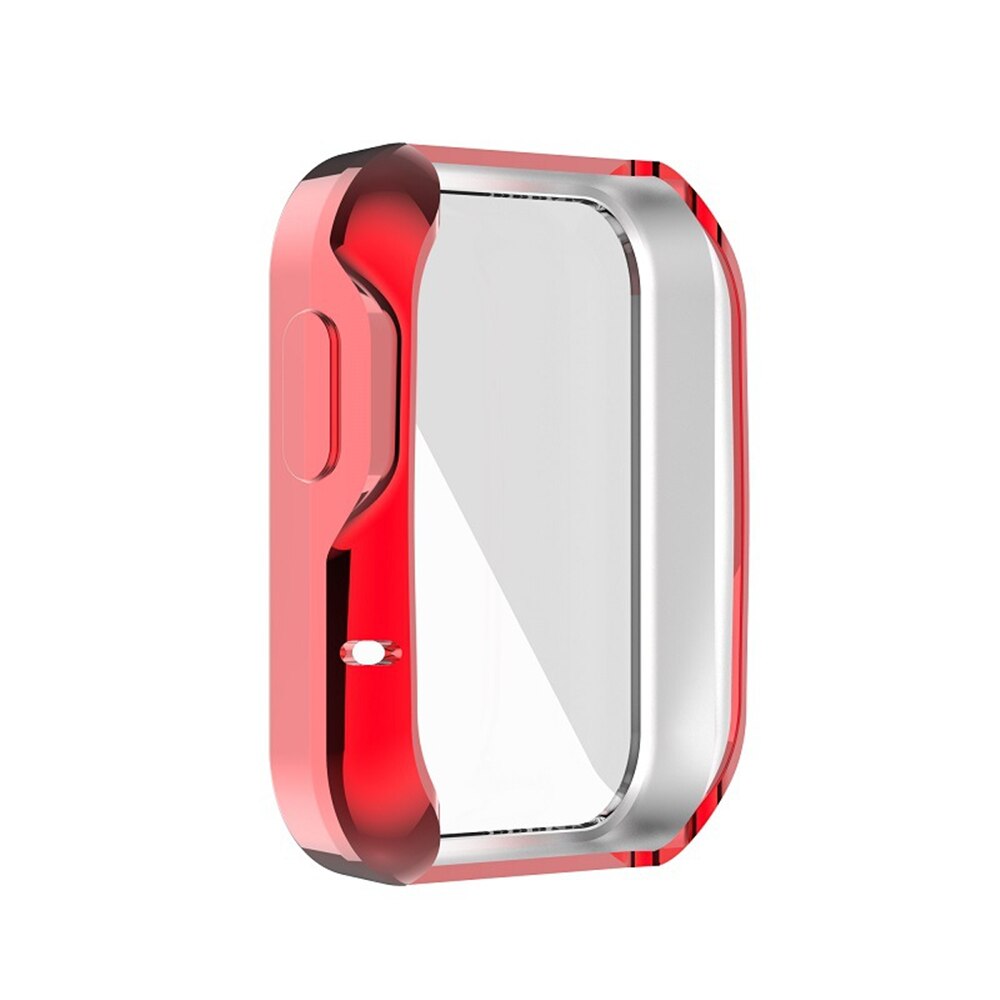 360 ° pełna ochrona poszycie TPU zderzak Screen Protector Case dla Xiaomi Redmi Mi zegarek Lite światło inteligentne akcesoria, nie szkło: Red / For Mi Watch Lite