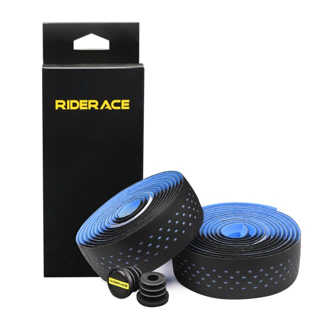 Taśma na kierownicę roweru miękka oddychająca taśma barowa Eva Pu taśma tłumiąca drgania antywibracyjne z 2 zaślepka robić kierownicy części rowerowe: niebieski