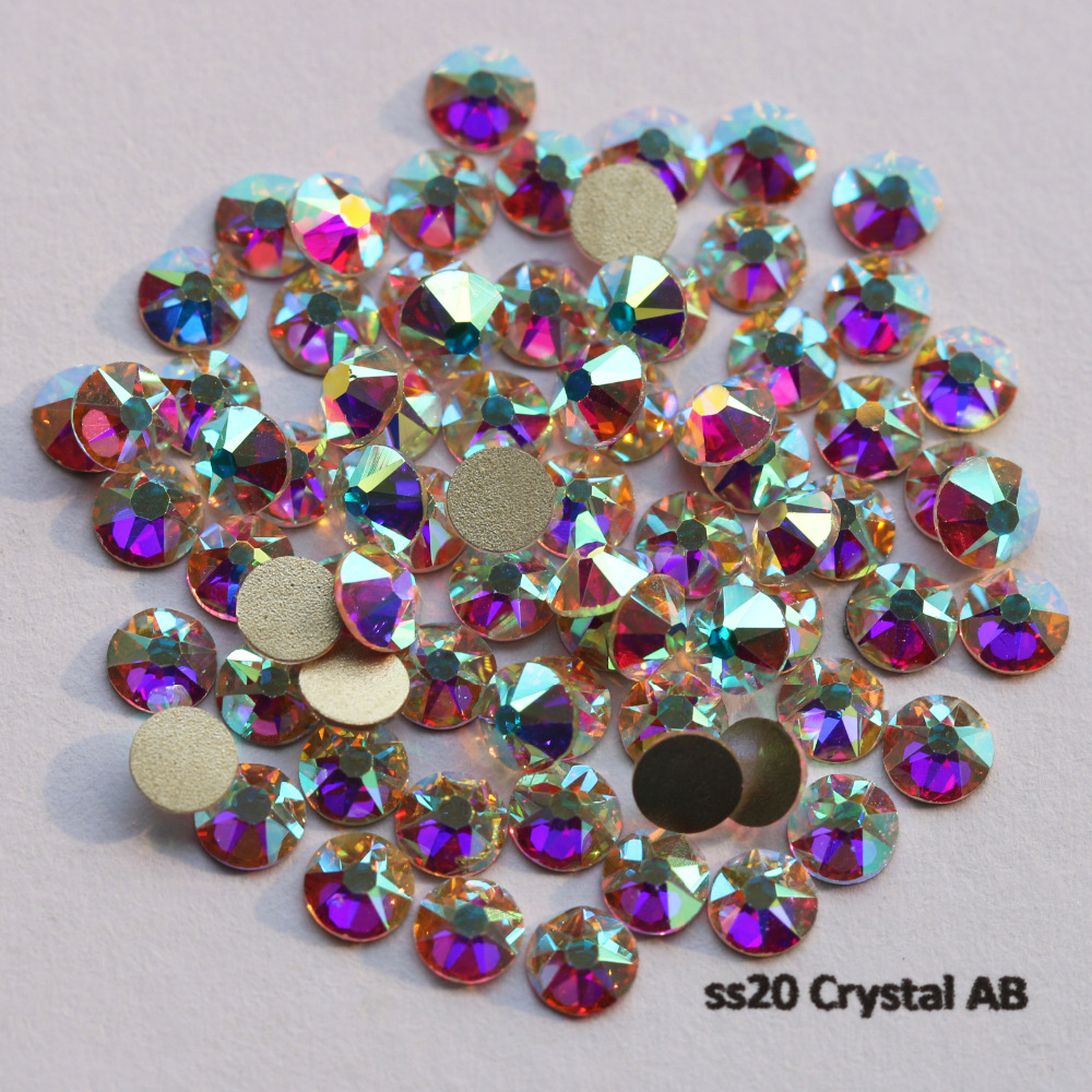 1440 Stks/partij, Aaa Facted (8 Grote + 8 Kleine) Ss20 (4.8-5.0 Mm) crystal Ab Nail Art Lijm Op Niet-Hotfix Steentjes
