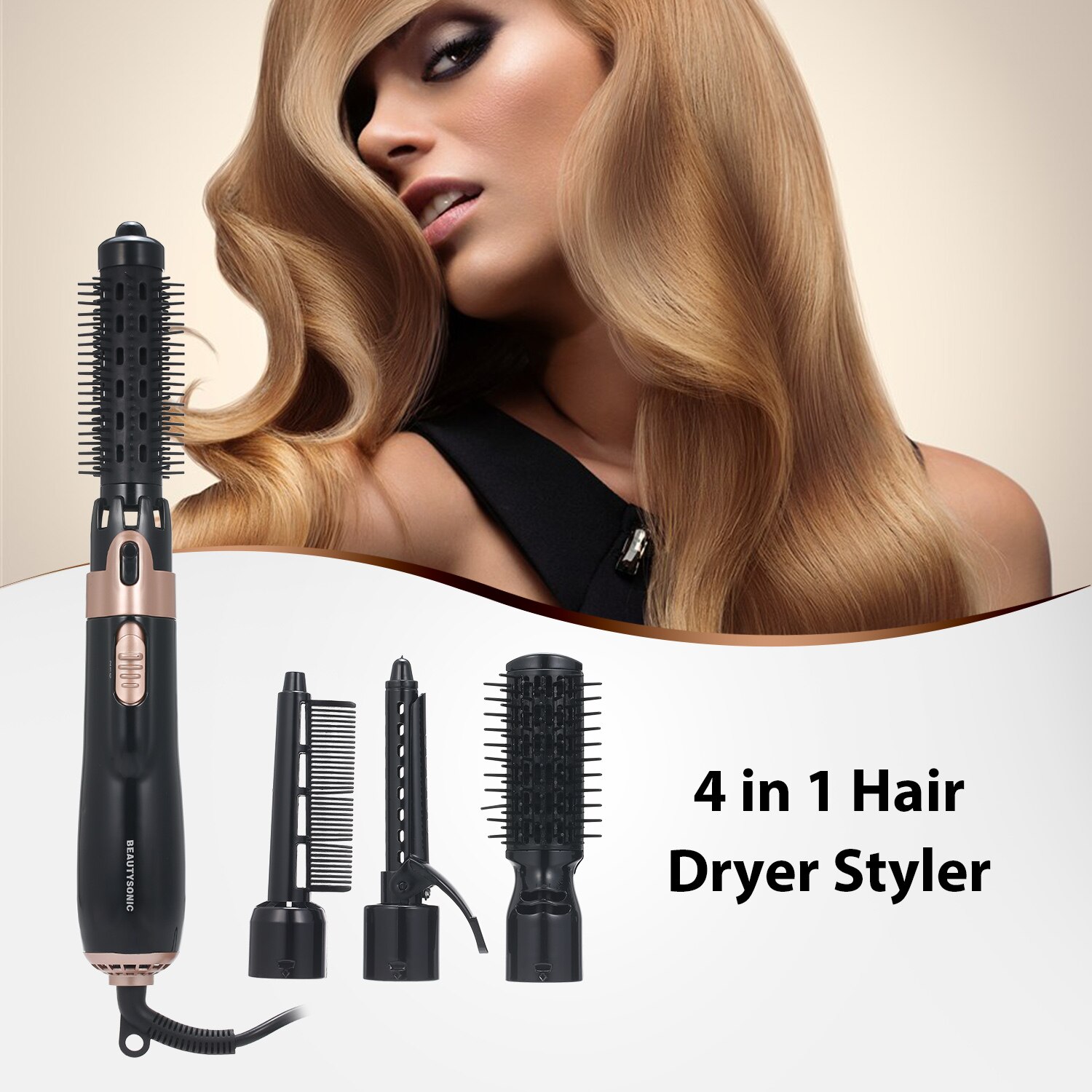 4 in 1 Hair Dryer Brush Electric Air Comb Multifunction Hair Straightener Curler Negative Ion Air Comb Hair Styler Tools