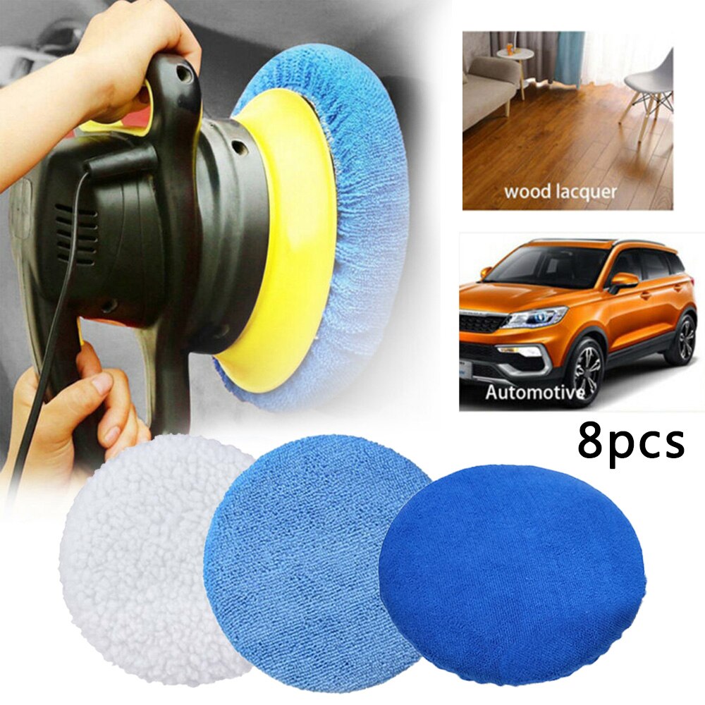 8PCS set Polishing Pad 9-10 Inch Orbital Buffer Buffing Tool Microfiber
