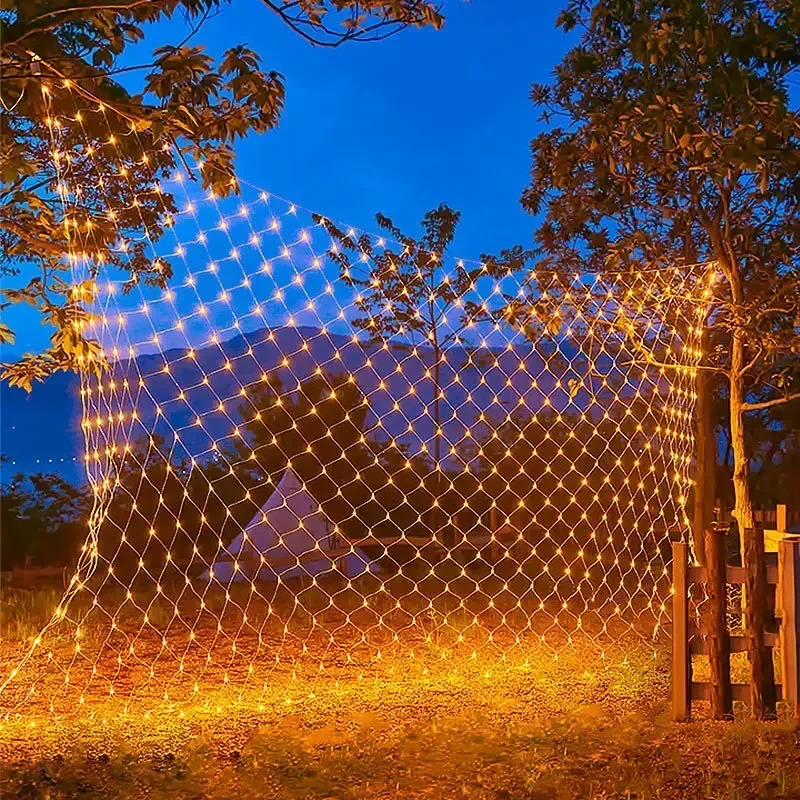 Guirnalda de luces LED de malla de 6x4M, 3x3M, cortina de ventana navideña, guirnalda de luces de hadas para exteriores, lámpara de decoración para bodas y vacaciones