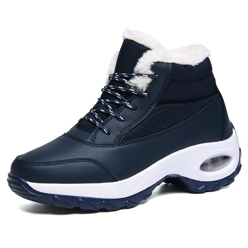 Women Boots Ankle Boots for Women Sneaker Boots Winter Boots Women Shoes Warm Plush Fur Boots Lace-up Snow Boots Female Shoes: Blue / 6