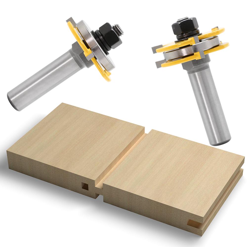 2 stücke 12mm Schaft 1/2 schaft gemeinsam Montieren Router Bits Zunge & Mutter T-Slot Fräser für holz Holz Schneiden Werkzeuge