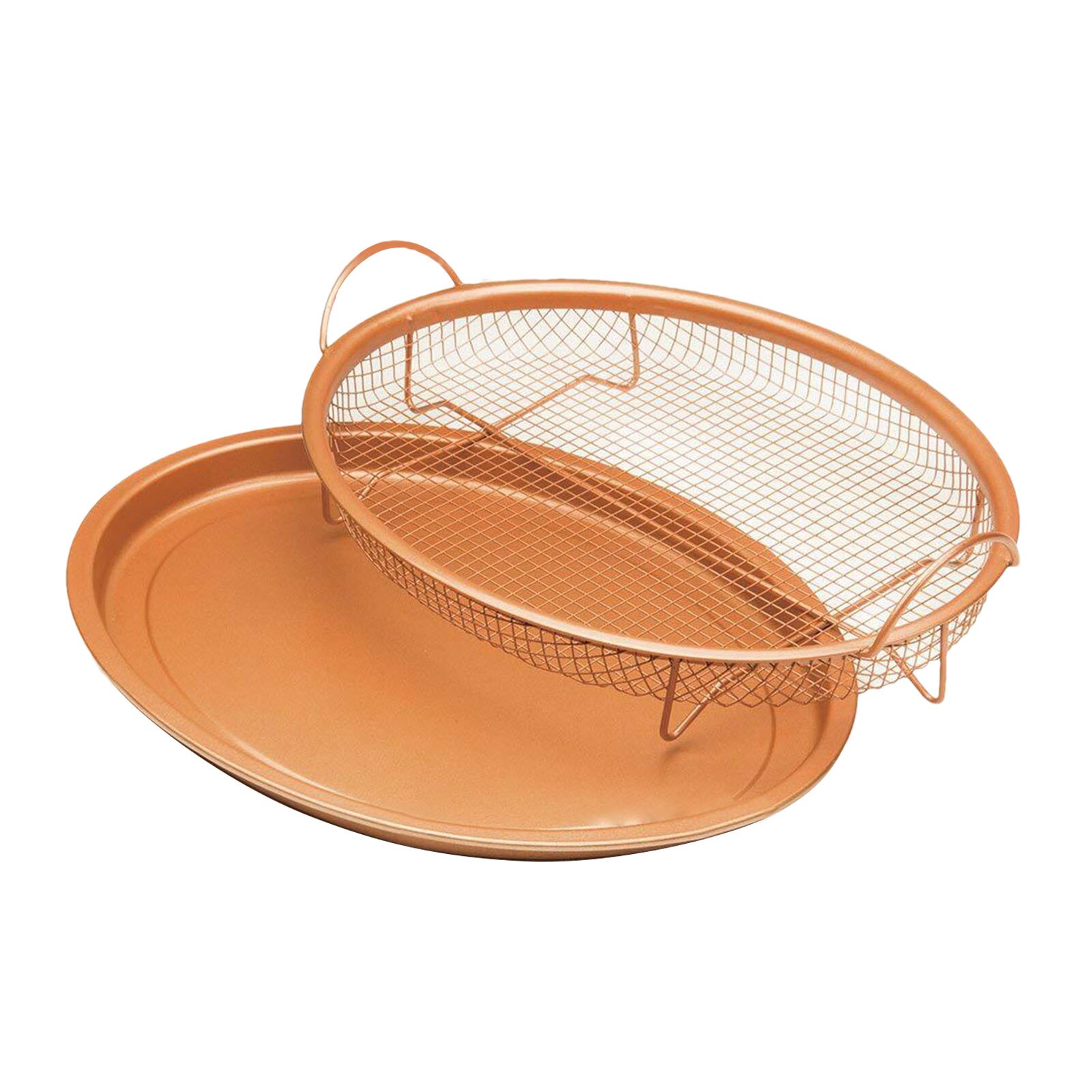 Mesh Baking Tray Non-Stick Round Baking Pan Air F ryer Basket Microwave Oven Copper Baking Tray BBQ Crisper Tray Baking Tools