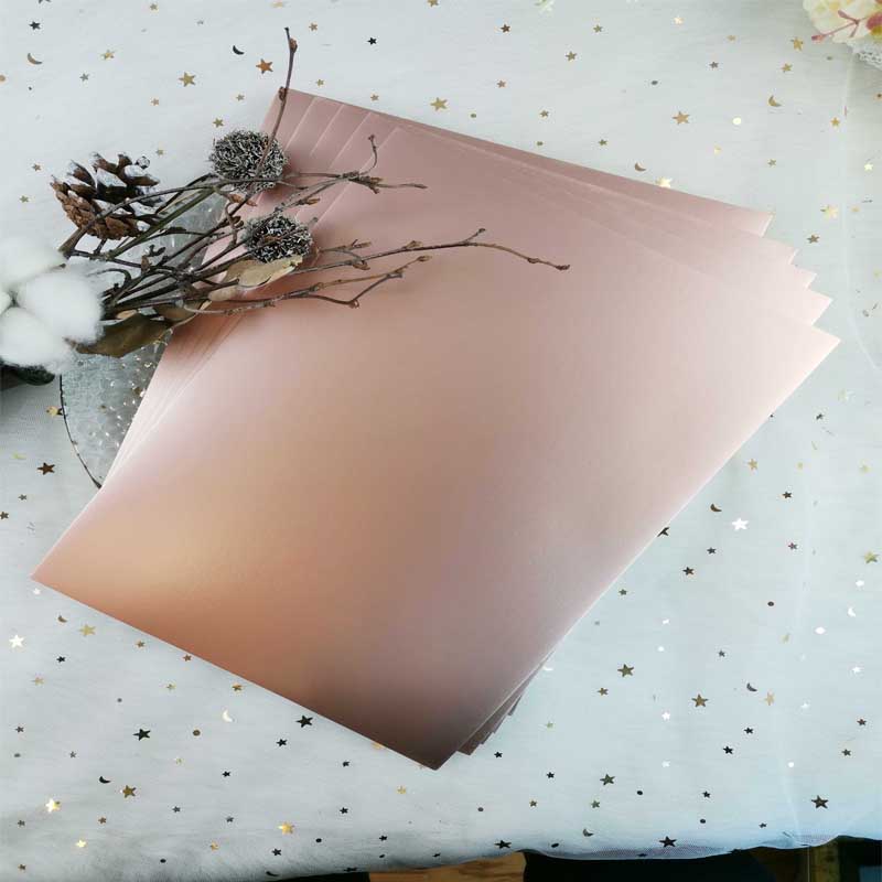 Tarjeta metálica de papel cartulina de oro rosa, A4, 250gsm, bricolaje álbum de recortes papel, paquete artesanal, almohadilla de fondo: 5pcs