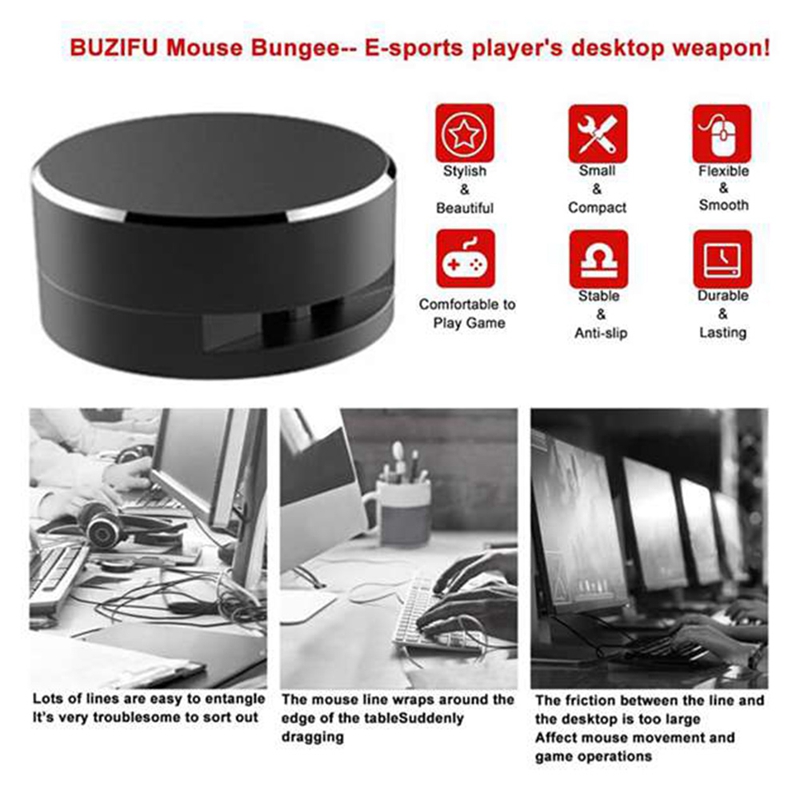 Mouse Bungee Gaming Mouse Cord Controller,Aluminium Alloy Mouse Headphone Cable Holder Management Organizer Fixer