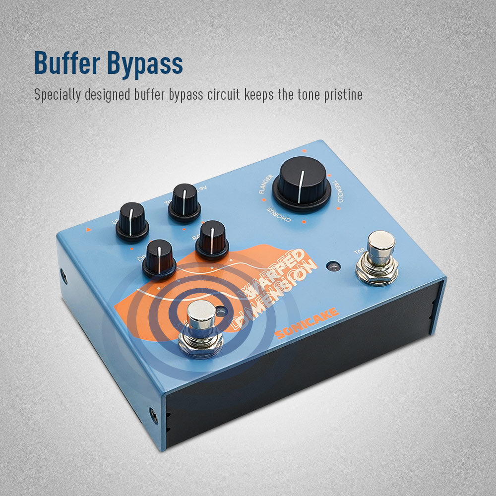 SONICAKE Warped Dimension Digital Modulation Guitar Effects Pedal 4 Mode of Chorus, Flanger, Phaser & Tremolo QDS-03