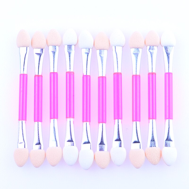 10 st engångs dubbelsidiga ögonskuggsborstar med svampspets oval makeup applikator ögonskugga make up borste set