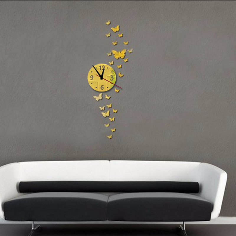 Horloge murale à Quartz en acrylique, , 3d, bricolage, miroir, Vintage, salon,
