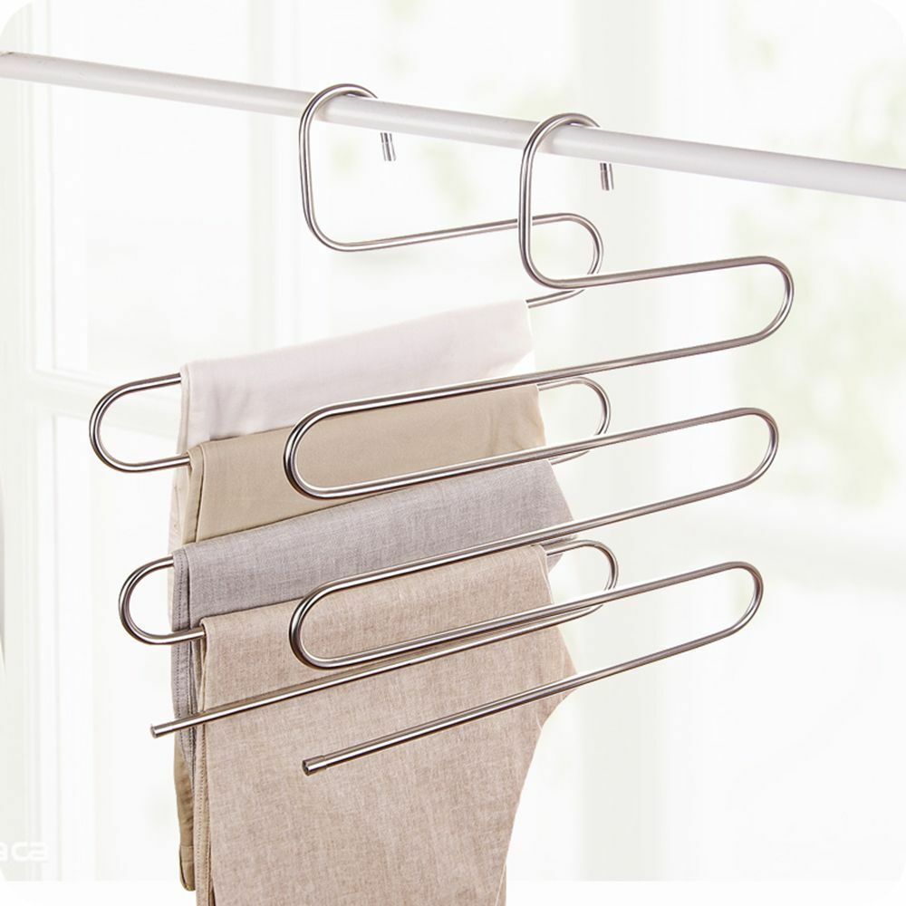 Vijf S-Type Lagen Broek Hanger Hangers Ruimtebesparend Kleding Broek Antislip Closet Organizer Voor Sjaal jeans Kleding Handdoeken