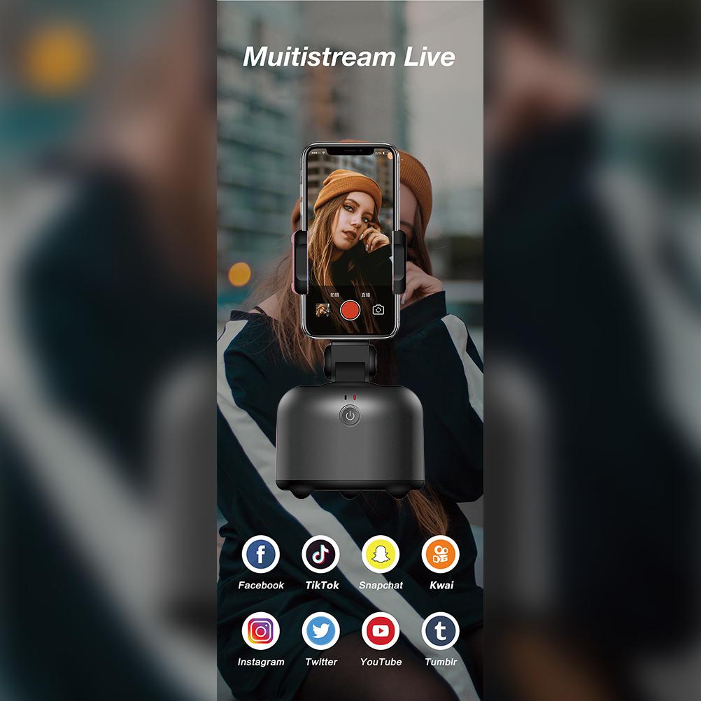 Stabilisateur de suivi automatique intelligent à 360 °, support de téléphone, reconnaissance faciale et objet, cardan portable