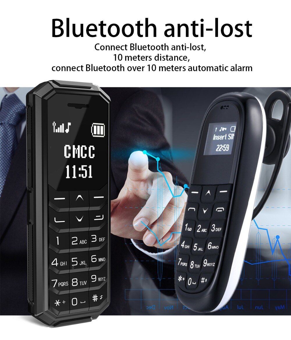 Mini bluetooth dialer Mobile Phone Fsmart KK1 KK2 0.66 Inch small screen Celular magic voice change Cellphone russian keyboard