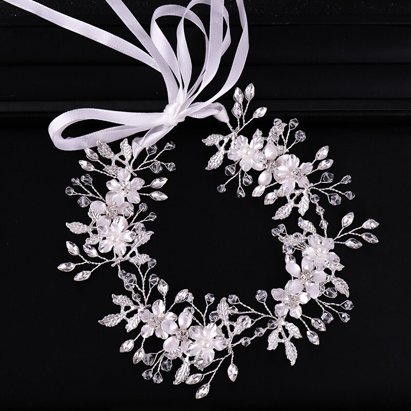 Silber Farbe Blume Hairband Strass Hochzeit Tiara Stirnband Frauen Kopfschmuck Braut Haar Zubehör Braut Hochzeit Stirnband