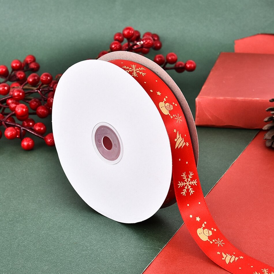 5Yards 25mm Printed Satin Ribbons Tape Bows Crafts DIY Natural Ribbon Sewing Clothing Christmas Wedding Party Decoration: 06   5Yards